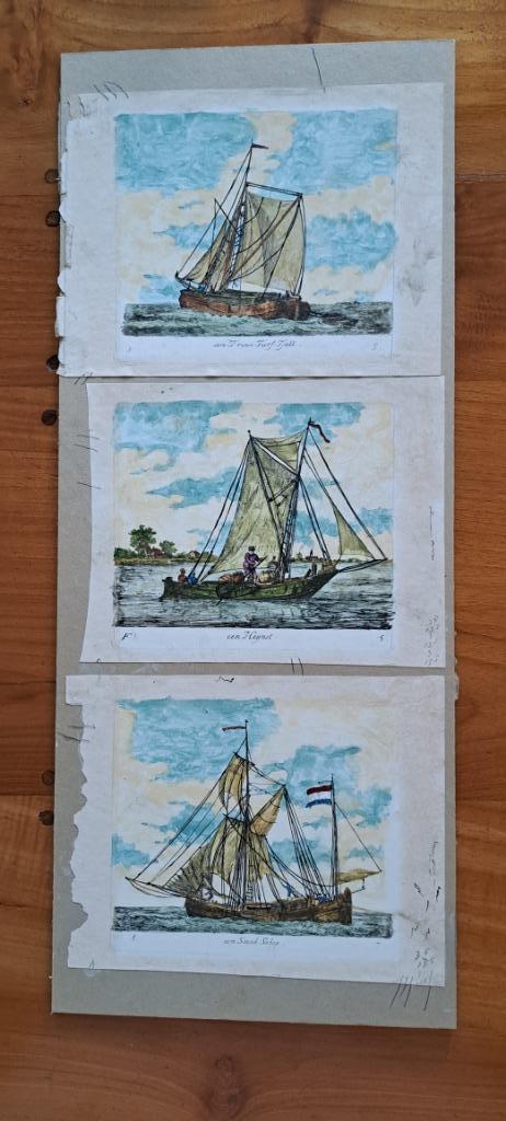 Gerrit Groenewegen 3   x Schepen gravure uit 1789, Antiek en Kunst, Kunst | Etsen en Gravures, Ophalen of Verzenden