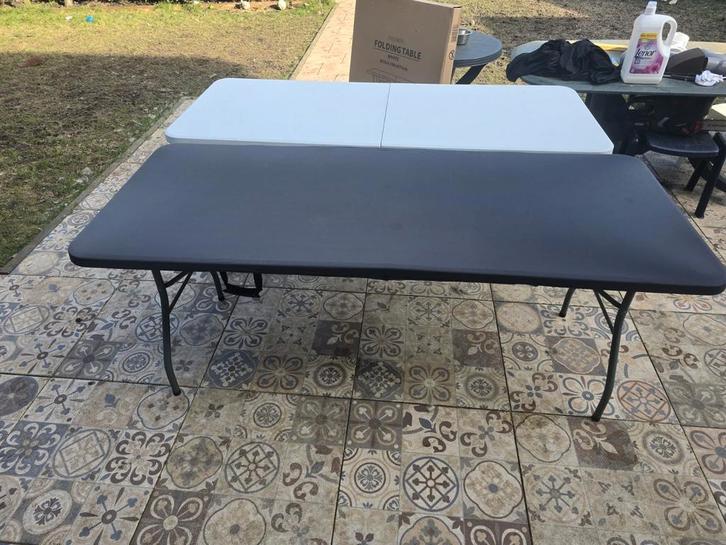 Campingtafel met elastisch tafelkleed B75xL180 wit, Caravans en Kamperen, Kampeermeubelen, Gebruikt, Campingtafel, Ophalen