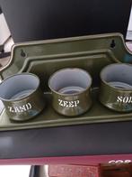 Vintage Emaille Zeepbakje met 3 Potjes, Ophalen