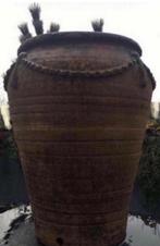 Oude Toscaanse Italiaanse terracotta vaas bloempot handwerk, Tuin en Terras, Bloempotten, 40 cm of meer, Rond, Zo goed als nieuw