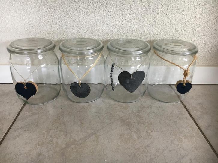 weckpotten glazenpotten vegla 1 Liter H15 x diam 11 cm 4 st, Huis en Inrichting, Woonaccessoires | Overige, Gebruikt, Ophalen of Verzenden