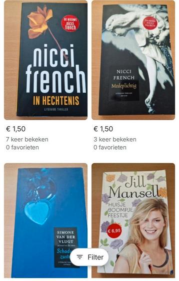Heel veel boeken, Nicci French, Jill Mansell, Sakia Noort.. beschikbaar voor biedingen