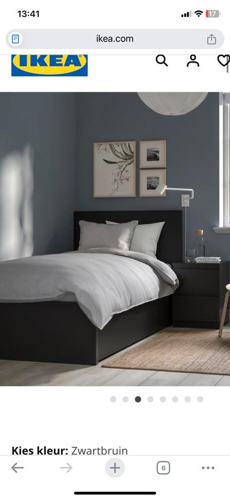 Ikea Malm 1-persoonsbed met lades - Zwart, Huis en Inrichting, Slaapkamer | Bedden, Zo goed als nieuw, Eenpersoons, 90 cm, 200 cm