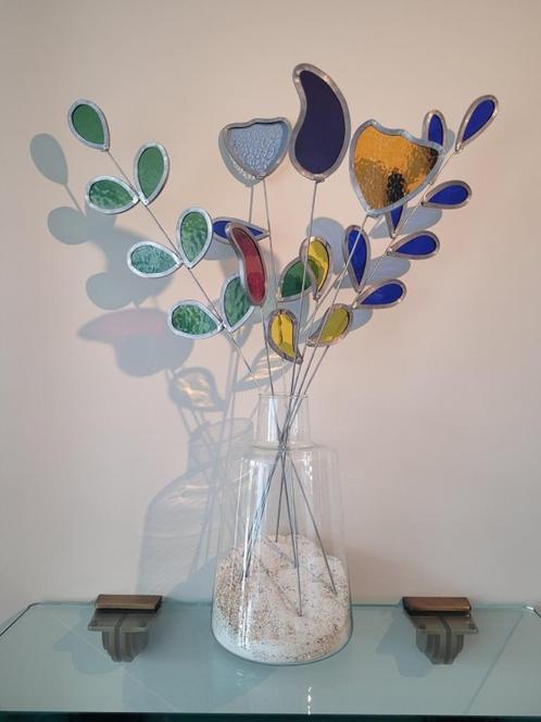 Bloemen glas-in-lood: vaas 1 - sprekende kleuren - per stuk, Huis en Inrichting, Woonaccessoires | Overige, Nieuw, Ophalen of Verzenden