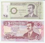 Irak : 5 + 25 Dinar - Tijdperk : Saddam Hussein / Unc, Postzegels en Munten, Bankbiljetten | Azië, Setje, Midden-Oosten, Verzenden