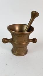 Antieke Vijzel en stamper, messing, met knop oren. 5A3, Antiek en Kunst, Ophalen of Verzenden