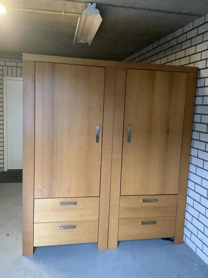 Twee Mansonia houten maatwerk kasten, Huis en Inrichting, Kasten | Buffetkasten, Gebruikt, 200 cm of meer, 50 tot 100 cm, 25 tot 50 cm