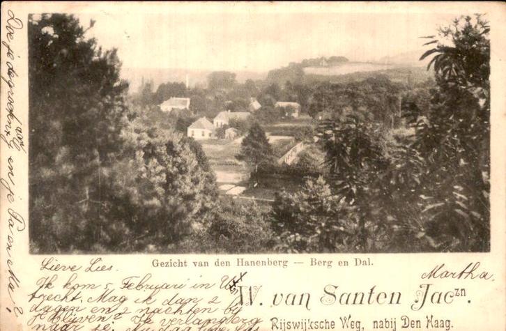 Berg en Dal - Gezicht van den Hanenberg, Verzamelen, Ansichtkaarten | Nederland, Gelopen, Gelderland, Voor 1920, Ophalen of Verzenden