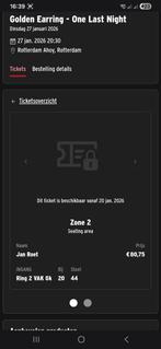 2 kaarten golden earring ahoy - 27 januari, Tickets en Kaartjes, Drie personen of meer, Januari