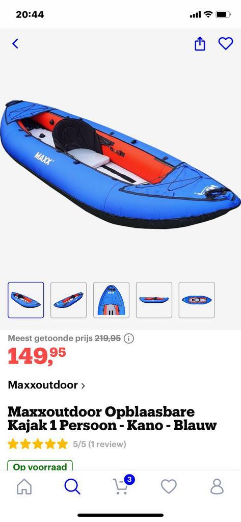 Opblaasbare stevige kayak/kano, oranje blauw, Watersport en Boten, Kano's, Zo goed als nieuw, Kajak, Eén persoon, Ophalen
