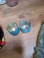 2 Blauwe Riviera Maison Windlichtjes, Ophalen, Zo goed als nieuw, Overige materialen, Minder dan 25 cm