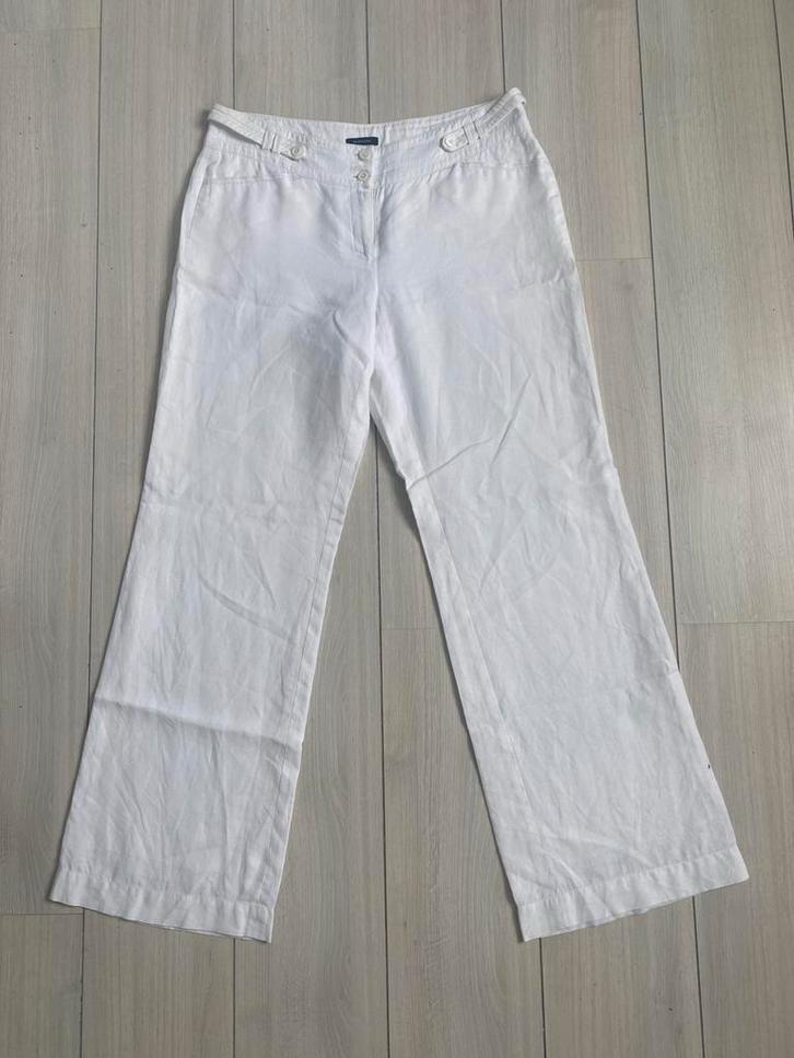 Claudia Sträter witte linnen gevoerde broek wit maat 42 L, Kleding | Dames, Broeken en Pantalons, Zo goed als nieuw, Maat 42/44 (L)
