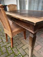 GRATIS: Teakhouten eettafel met stoelen, Huis en Inrichting, Tafels | Eettafels, Ophalen, Gebruikt, 100 tot 150 cm, Teakhout