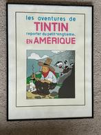 Zeefdruk Kuifje - Kuifje in Amerika, Verzamelen, Stripfiguren, Ophalen of Verzenden, Kuifje, Zo goed als nieuw, Plaatje, Poster of Sticker