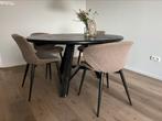 Riverdale tafel rond 140 cm zwart met 4 stoelen, Huis en Inrichting, Ophalen, Gebruikt, 100 tot 150 cm, Rond