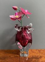 60 jaren roze transparante vaas Josef Hospodka bloem model, Gebruikt, Overige kleuren, Ophalen of Verzenden, Glas