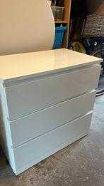 Ikea Malm ladekast 3 lades wit hoogglans, Ophalen, 5 laden of meer, 50 tot 100 cm, Zo goed als nieuw