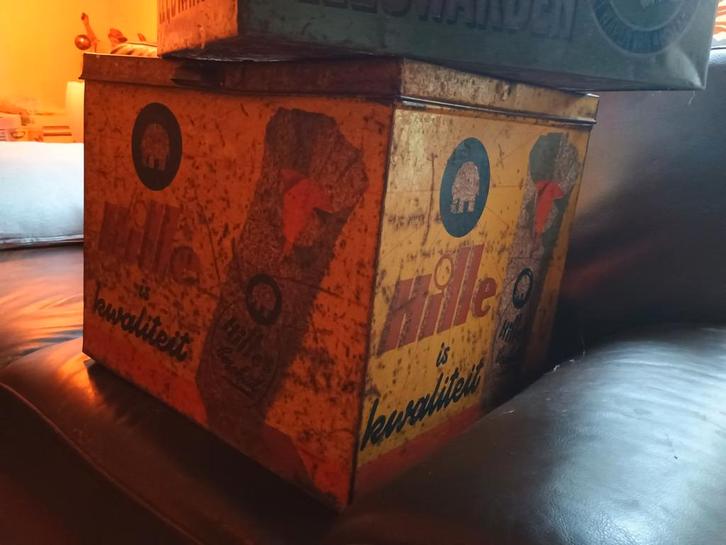 Vintage Hille Koffieblikken Set, let op! 1 groot blik!, Antiek en Kunst, Antiek | Overige Antiek, Ophalen of Verzenden