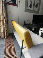 Harvink tweezits bank Armslag geel grijs leer stof, Huis en Inrichting, Stof, Strak, Gebruikt, 150 tot 200 cm