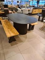 Nieuwe eettafel plat ovaal zwart mangohout 200x110cm €495, Huis en Inrichting, Ophalen, ., Nieuw, .