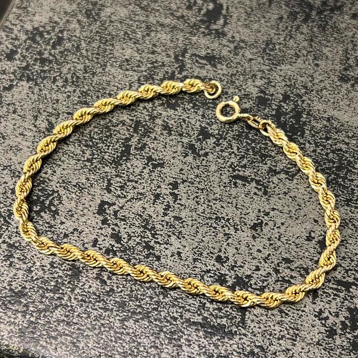 14 karaat gouden armband rope schakel, Sieraden, Tassen en Uiterlijk, Armbanden, Zo goed als nieuw, Goud, Ophalen of Verzenden