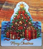 6x Kerst kaarten met glinsterende glas diamantjes, Ophalen, Nieuw, Kerst