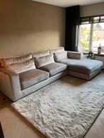 Hoekbank velvetstof beige met een zachte glans, Huis en Inrichting, Ophalen, Zo goed als nieuw