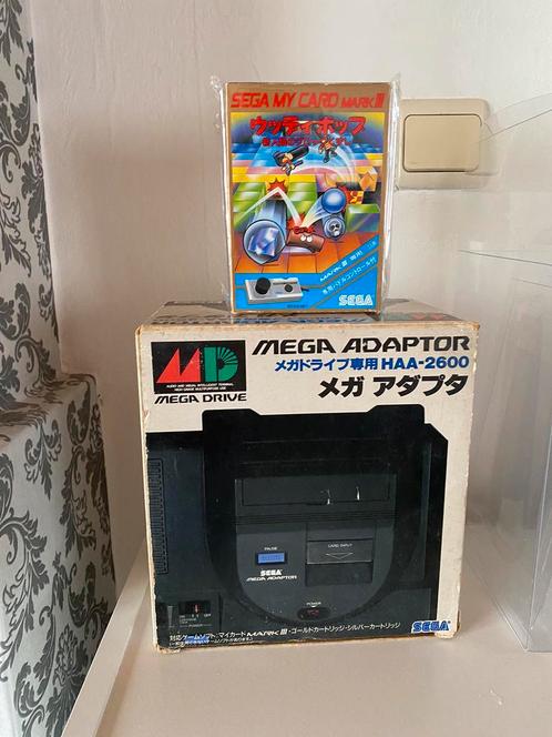 Sega Japan Mega Adaptor CIB Met Woody Pop mint, Spelcomputers en Games, Games | Sega, Zo goed als nieuw, Mega Drive, Overige genres