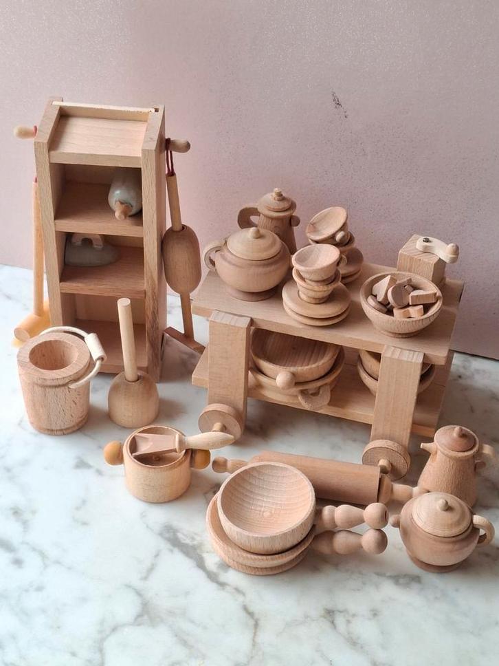Vintage houten Sevi poppenhuis spulletjes, Verzamelen, Poppenhuizen en Toebehoren, Gebruikt, Gebruiksvoorwerp, Verzenden