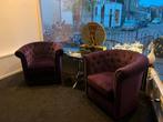 Fauteuil 2 x, velvet purple, chesterfield gecapitonneerd, Huis en Inrichting, Fauteuils, Ophalen, Gebruikt, 75 tot 100 cm, Stof