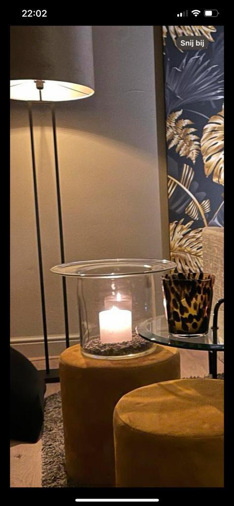 Twee bijzonder luxe windlichten, voor binnen of buiten!, Antiek en Kunst, Antiek | Glas en Kristal, Ophalen of Verzenden