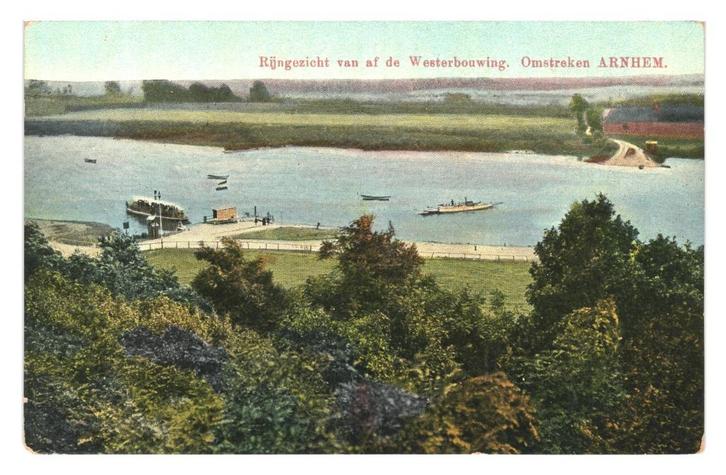 944308	Arnhem	Gld Jr 20 30 Rijn gezicht	va Westerbouwing, Verzamelen, Ansichtkaarten | Nederland, Ongelopen, Noord-Brabant, 1920 tot 1940