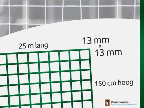 Volièregaas groen maas 13x13 / NU VOOR MAAR 45,- voor 25m!, Tuin en Terras, Gaas en Draad, Nieuw, Gaas, 20 meter of meer, Ophalen of Verzenden