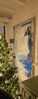 Abstract Schilderij met Blauwe en Witte Tinten, Antiek en Kunst, Ophalen of Verzenden