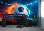 Fotobehang / Behang - Kinderkamer - Voetbal in Vurig Duel, Huis en Inrichting, Stoffering | Behang, Voetbal, Blauw, Ophalen of Verzenden