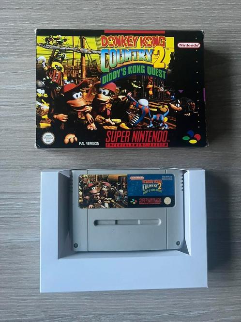 Donkey Kong Country 2 in doos voor de Super Nintendo, Spelcomputers en Games, Games | Nintendo Super NES, Ophalen of Verzenden