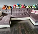 Grote Hoekbank - Grijs/Wit - ZGAN, Hoekbank, 300 cm of meer, 75 tot 100 cm, Ophalen of Verzenden