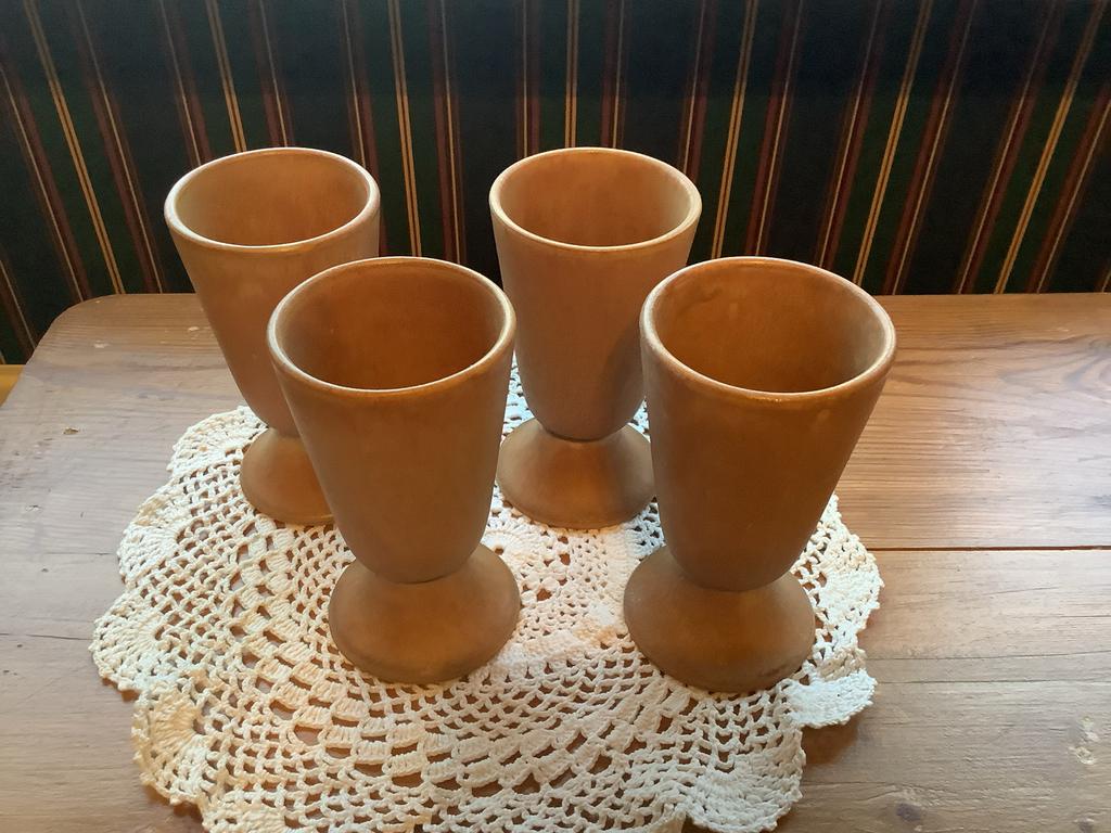 Vintage servies Vieux Gres Rode Wijnbekers  4 x, Antiek en Kunst, Ophalen of Verzenden