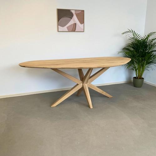 Massief eiken organische eettafel 200cm en 220cm ''Slinline', Huis en Inrichting, Tafels | Eettafels, Nieuw, 100 tot 150 cm, 200 cm of meer