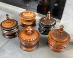 5 antieke houten tabakspotten, Ophalen of Verzenden