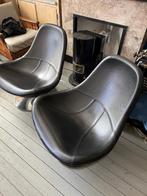 2 leren vintage kuipstoelen, Ophalen, Zo goed als nieuw, 75 tot 100 cm, Metaal