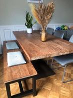 Teakhouten Eettafel met Bankje, Huis en Inrichting, Ophalen, Gebruikt, Teakhout, 50 tot 100 cm