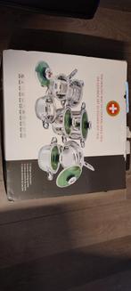 Complete Pannenset - Nieuwstaat Nieuw, Pannenset, Ophalen of Verzenden, Zo goed als nieuw, Rvs