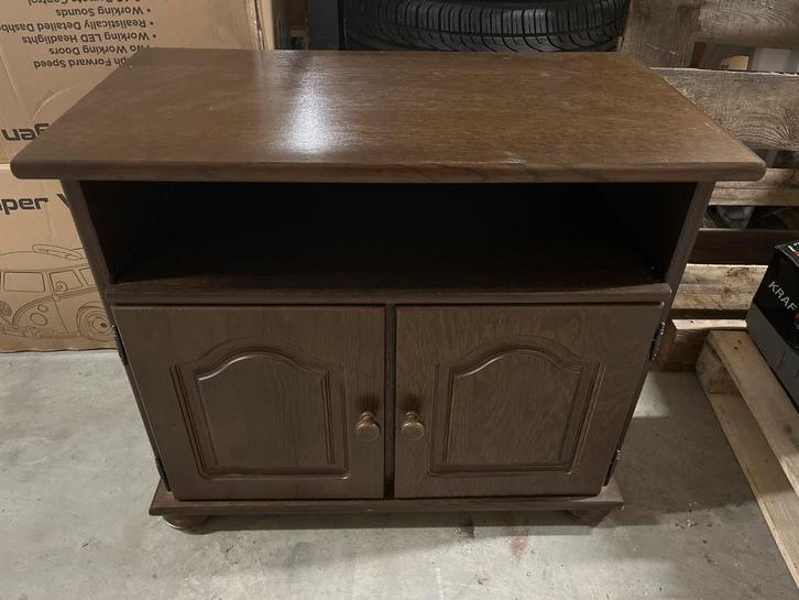 Donkerhouten TV-kast met uittrekbare plank, Huis en Inrichting, Kasten | Televisiemeubels, Gebruikt, Minder dan 100 cm, 50 tot 100 cm