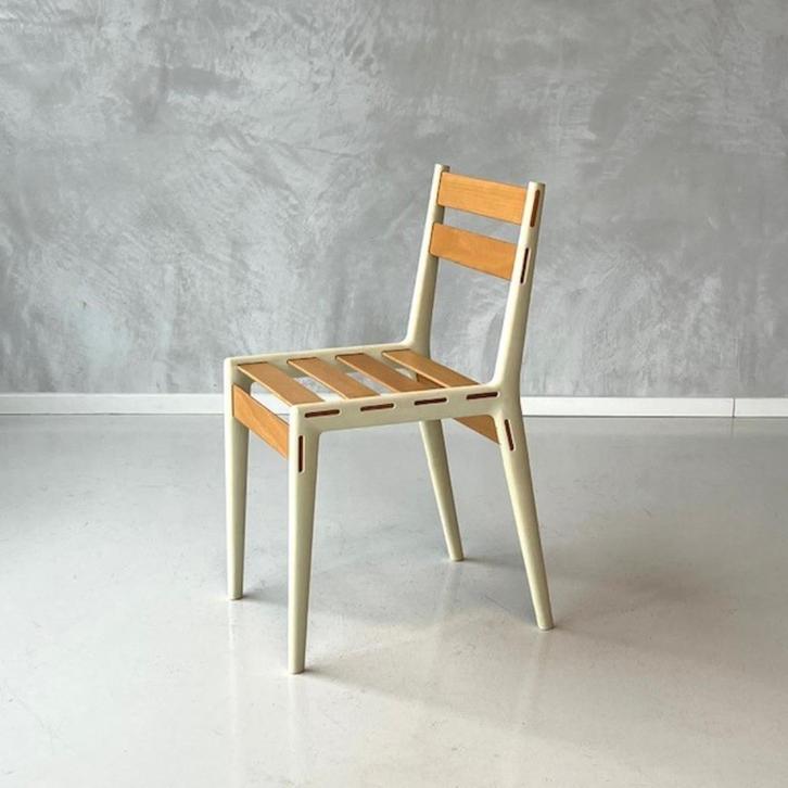 O'Azar eetkamerstoel Jean-Marie Massaud vintage Magis stoel, Huis en Inrichting, Stoelen, Gebruikt, Eén, Hout, Kunststof, Wit