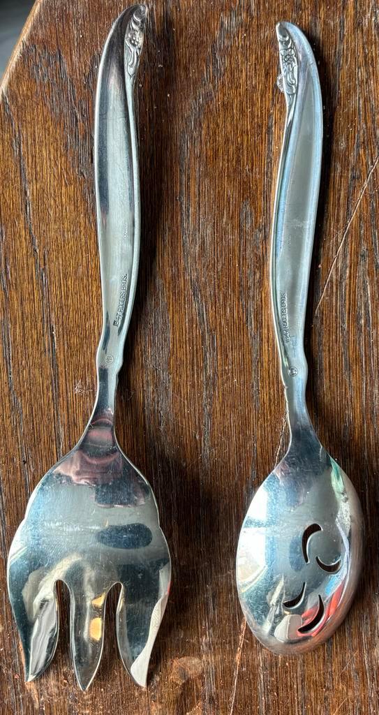 Verzilverd Salade Bestek Set, Antiek en Kunst, Antiek | Bestek, Ophalen of Verzenden