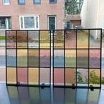 Set van 2 Glas in lood ramen, in een stevig stalen frame., Doe-het-zelf en Verbouw, Glas en Ramen, Glas in lood, Minder dan 80 cm