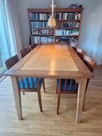 Houten eetkamertafel uitschuifbaar en 6 stoelen, Ophalen, Gebruikt, 200 cm of meer, 50 tot 100 cm