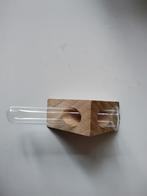 Vaasje in Houten Hanger - Uniek Decoratie, Huis en Inrichting, Woonaccessoires | Vazen, Ophalen, Overige kleuren, Nieuw, Glas