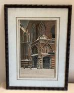 Prachtig ingelijst detail van oude kerk Amsterdam in kleur, Antiek en Kunst, Kunst | Etsen en Gravures, Ophalen